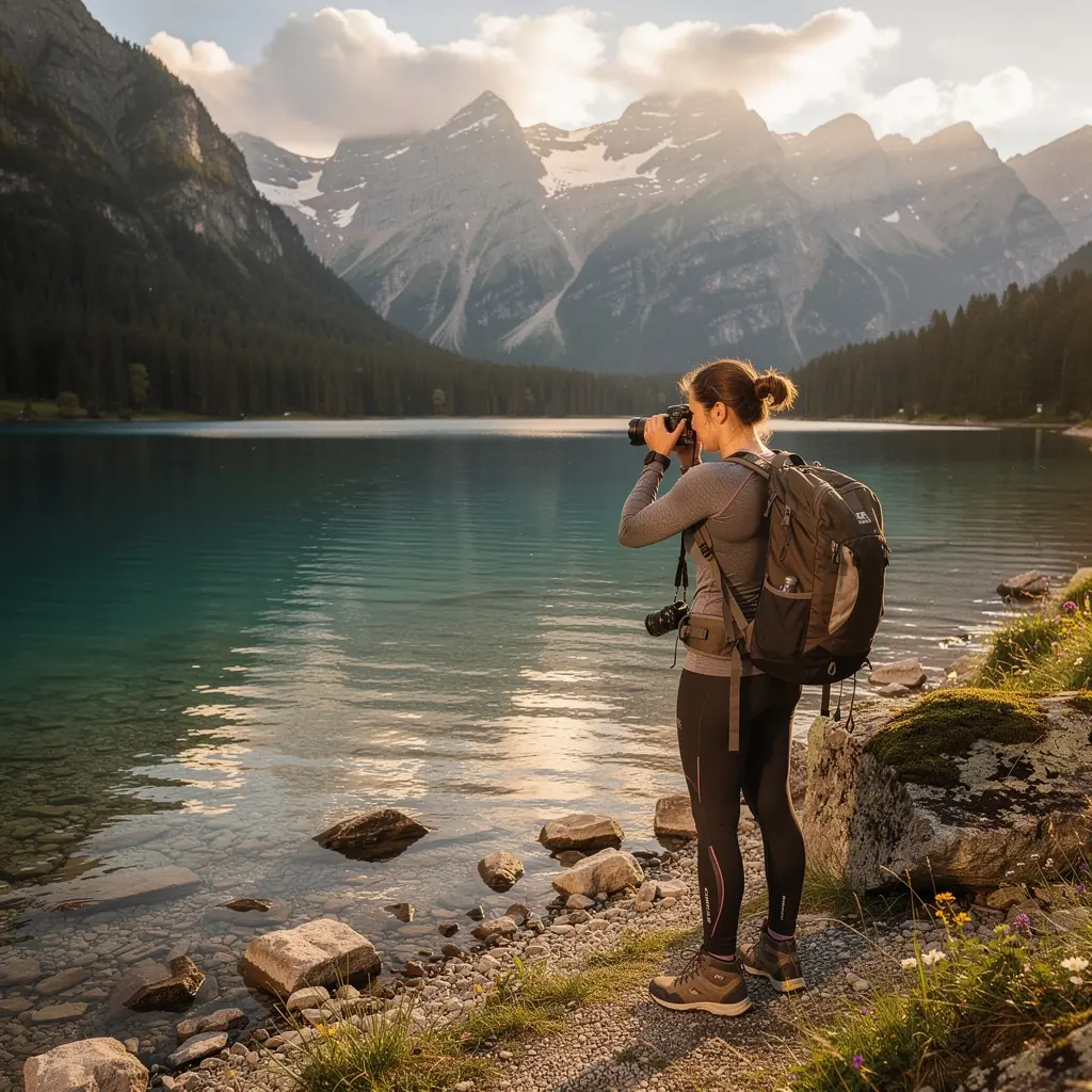 Eine malerische Aussicht auf einen deutschen Nationalpark mit üppigem Grün und Bergen im Hintergrund.
